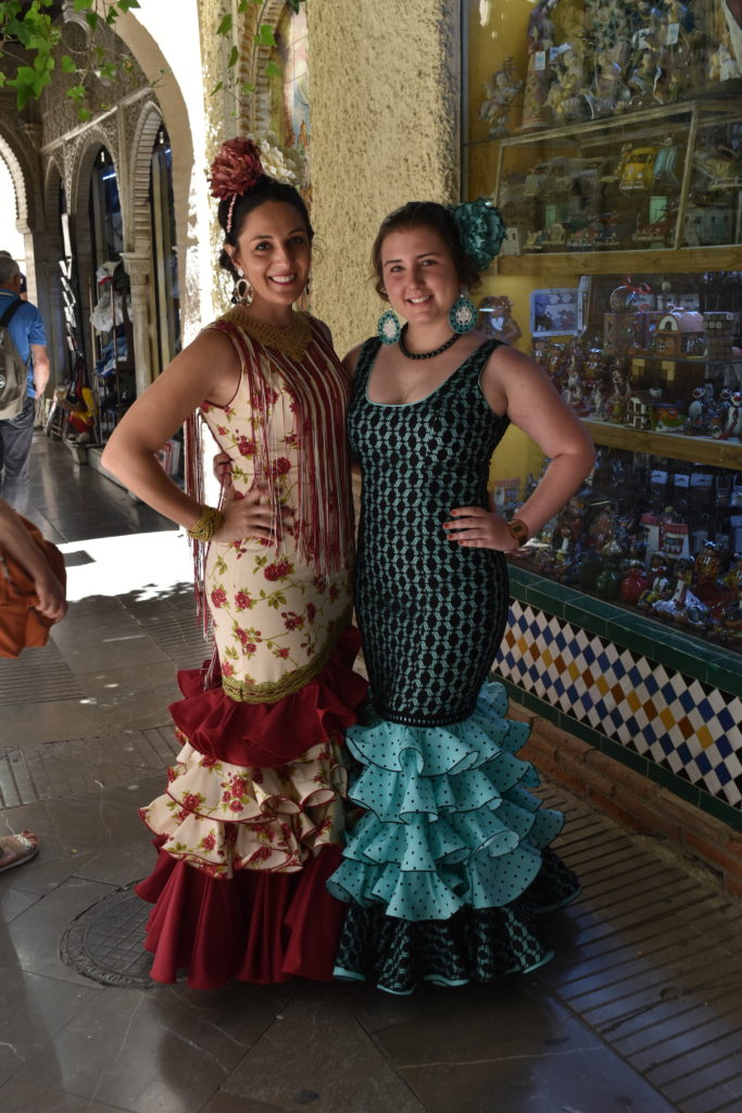 young spanish women wearing traditional dress